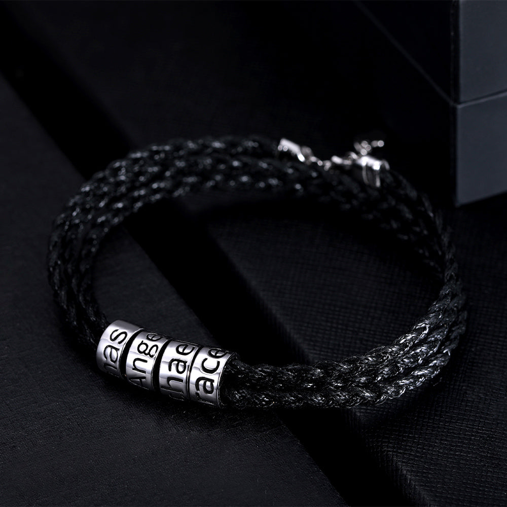 Armband für Männer mit personalisierbaren Ringen, Silber