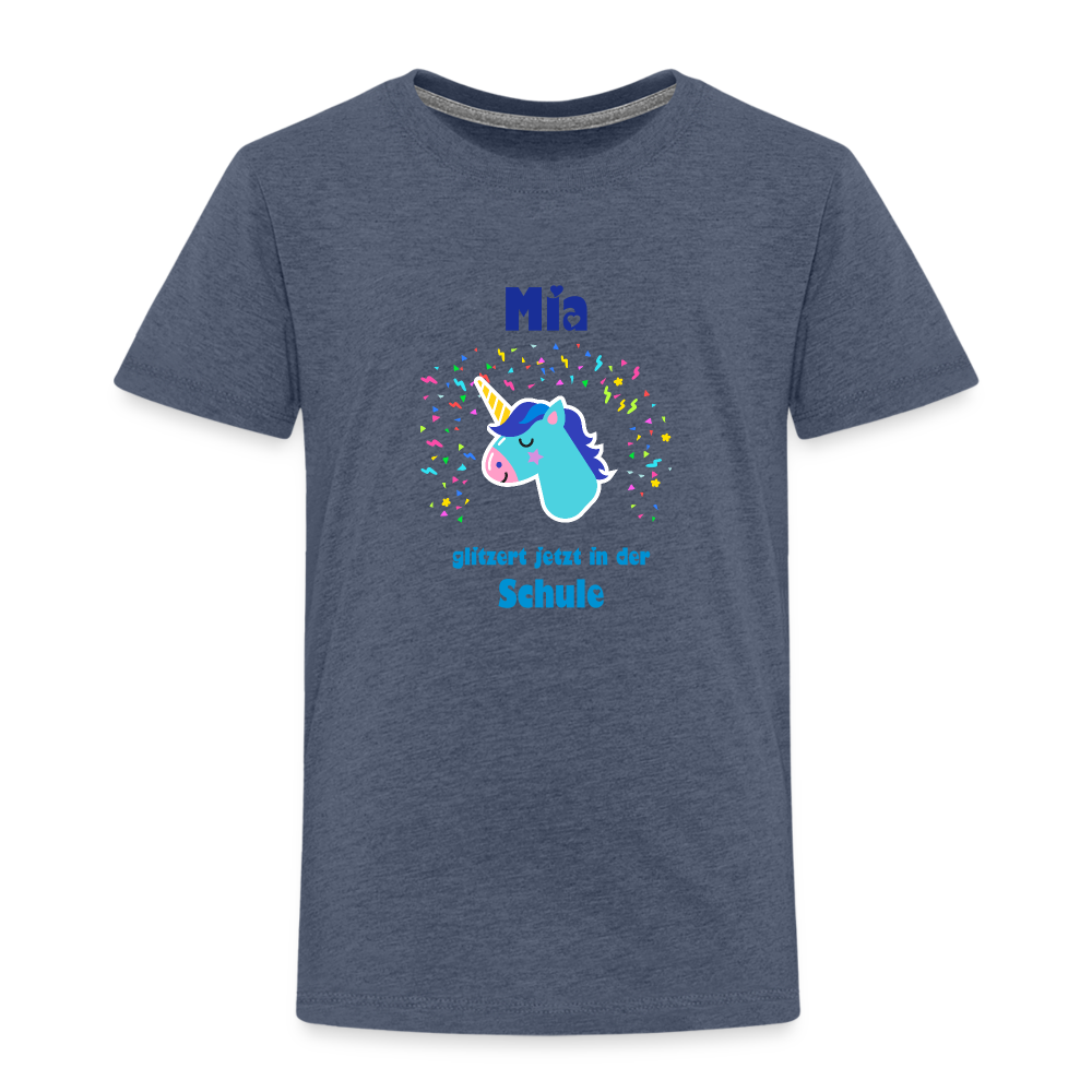 Mia - Einschulung - Kinder Premium T-Shirt - Blau meliert