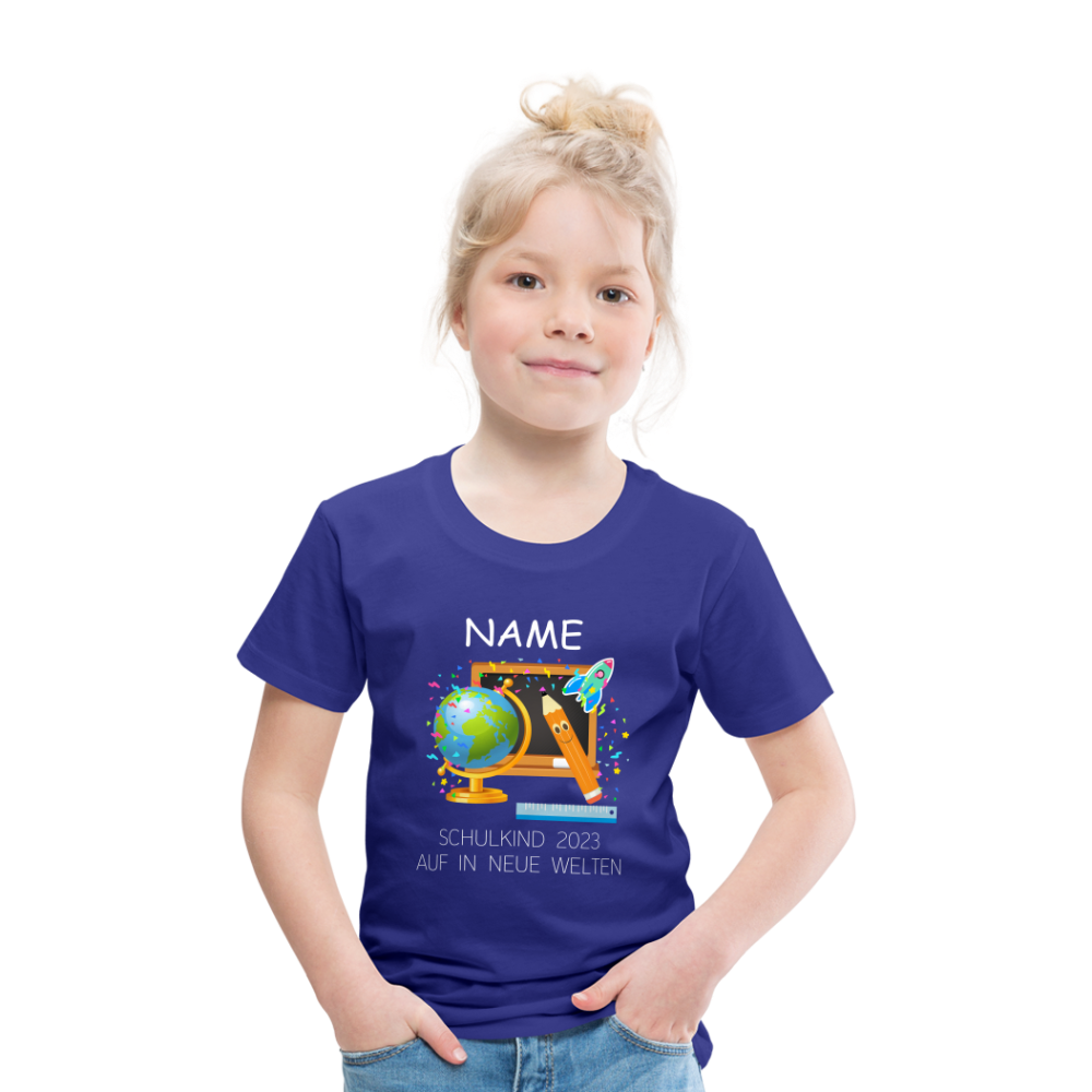 Schulkind Einschulungs- T-Shirt, personalisierbar - Königsblau