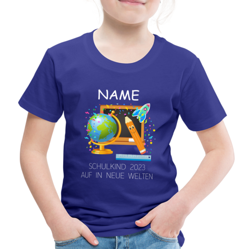 Schulkind Einschulungs- T-Shirt, personalisierbar - Königsblau