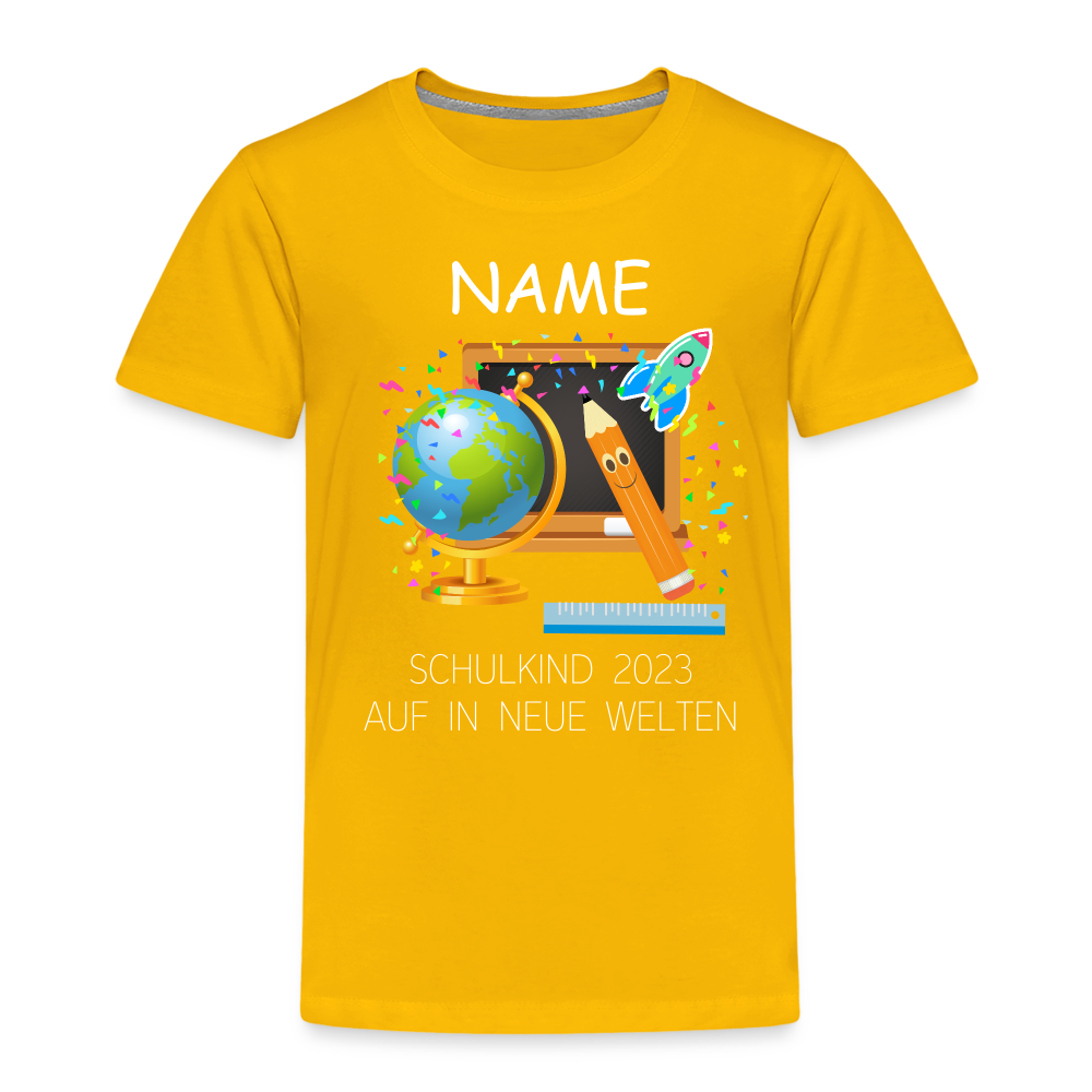 Schulkind Einschulungs- T-Shirt, personalisierbar - Sonnengelb