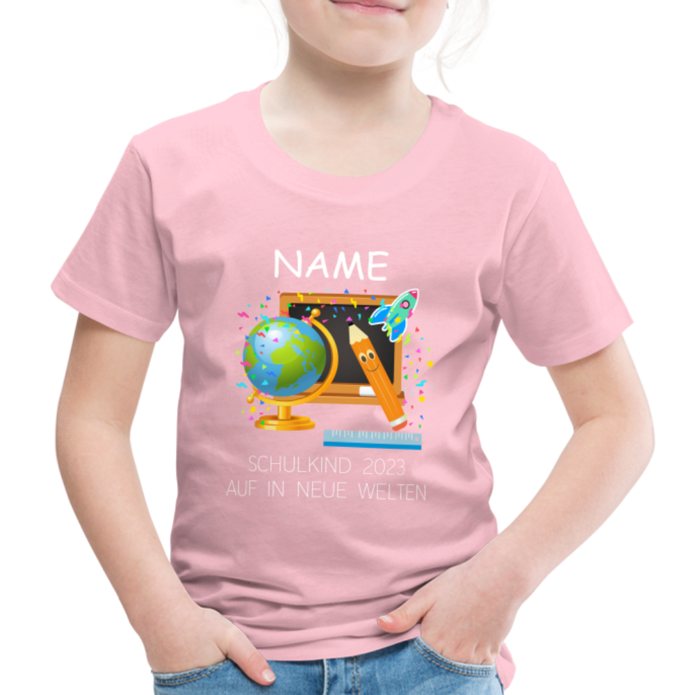 Schulkind Einschulungs- T-Shirt, personalisierbar - Hellrosa