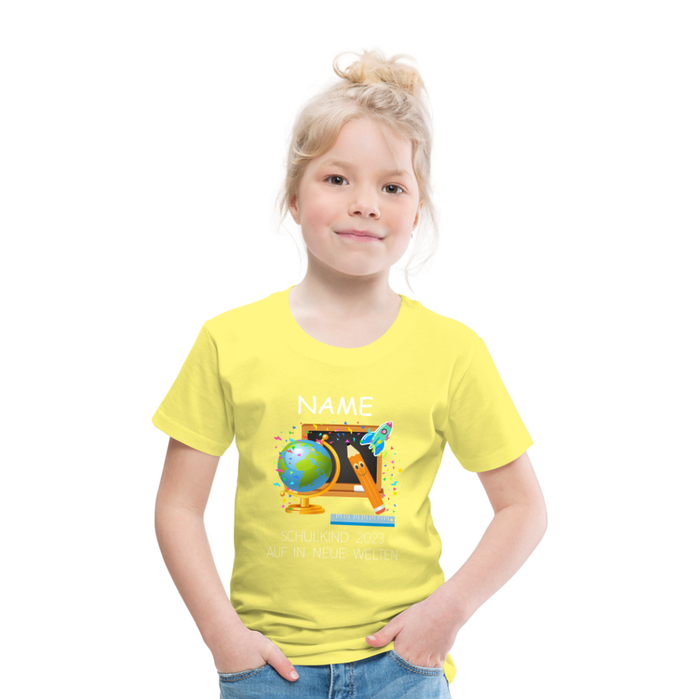 Schulkind Einschulungs- T-Shirt, personalisierbar - Gelb