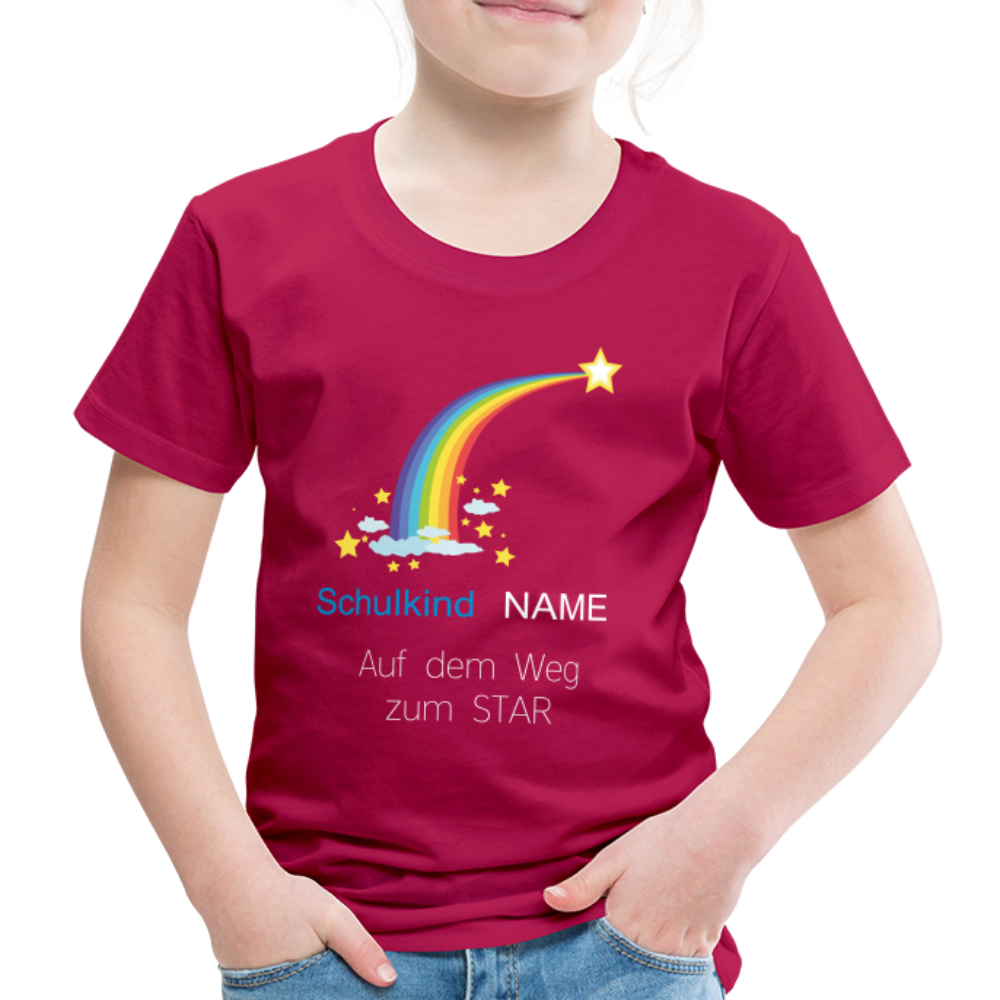 Einschulung T-Shirt Schulkind , personalisierbar - dunkles Pink