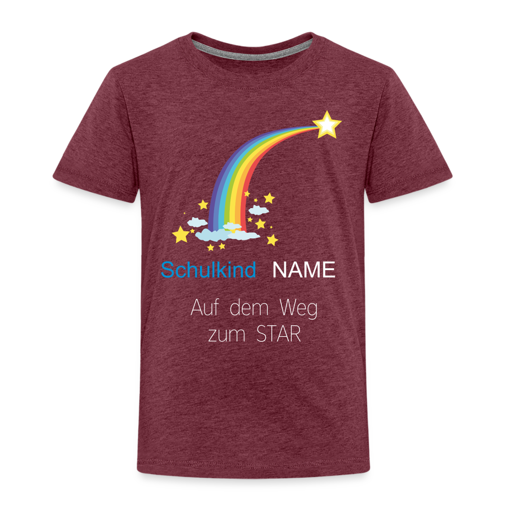 Einschulung T-Shirt Schulkind , personalisierbar - Bordeauxrot meliert