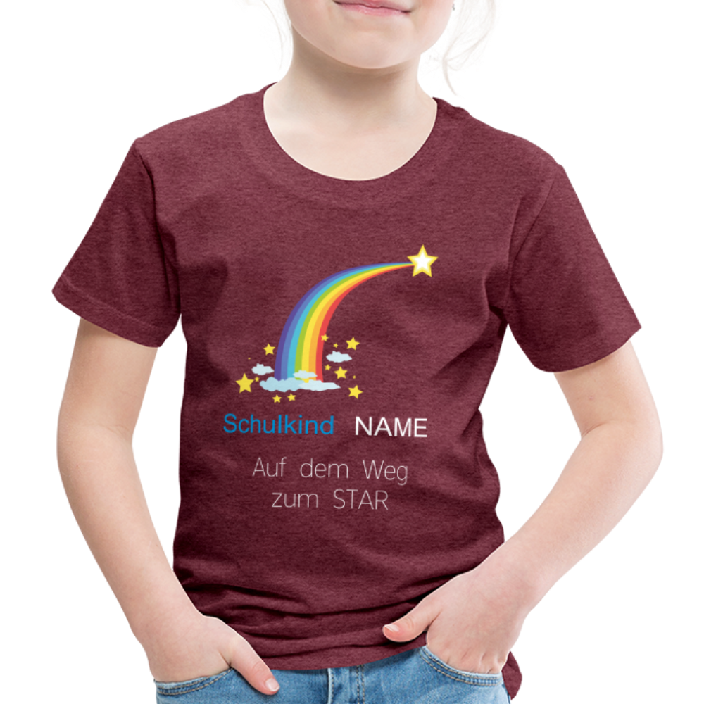 Einschulung T-Shirt Schulkind , personalisierbar - Bordeauxrot meliert