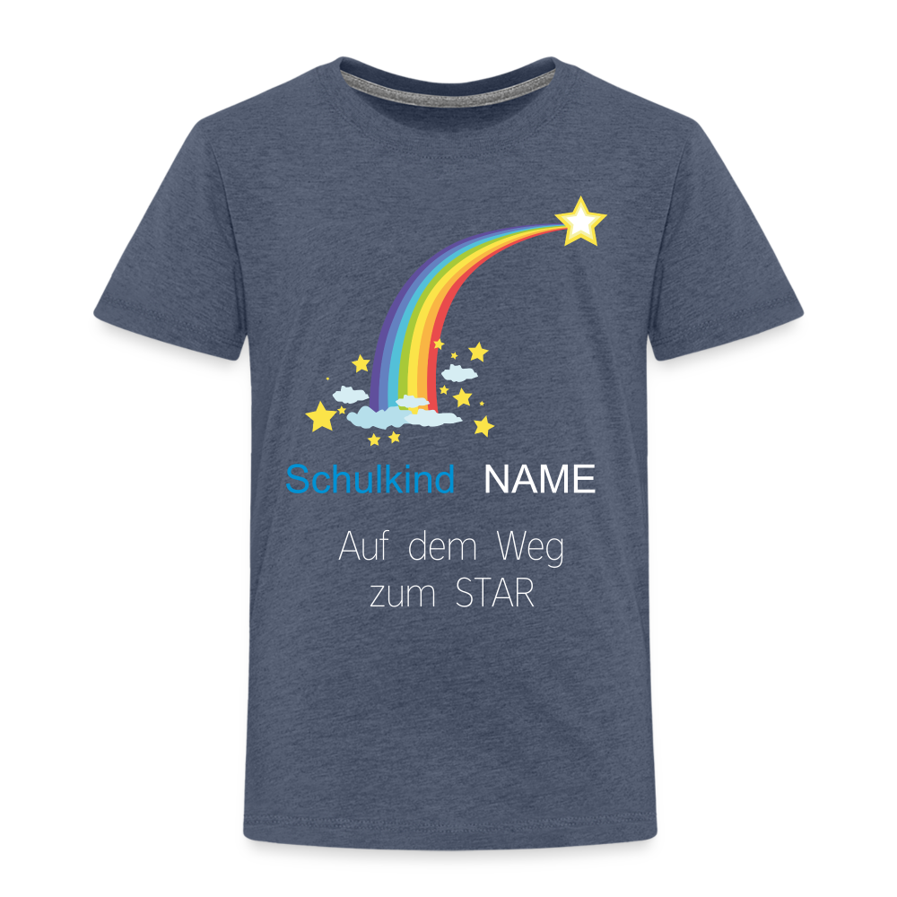 Einschulung T-Shirt Schulkind , personalisierbar - Blau meliert