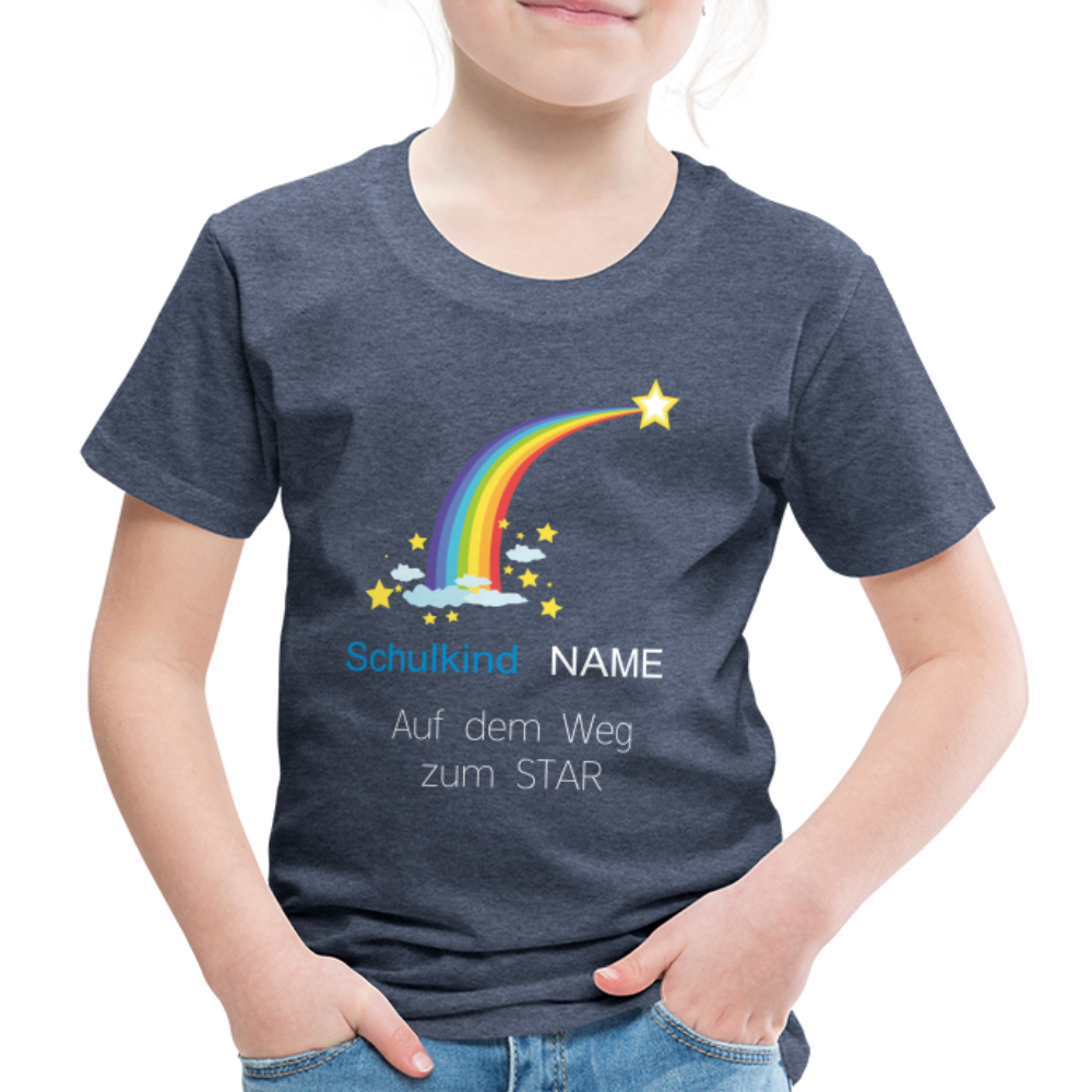 Einschulung T-Shirt Schulkind , personalisierbar - Blau meliert