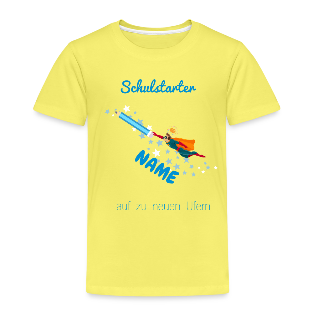 Einschulung Schulstart - T-Shirt, mit Name - Gelb
