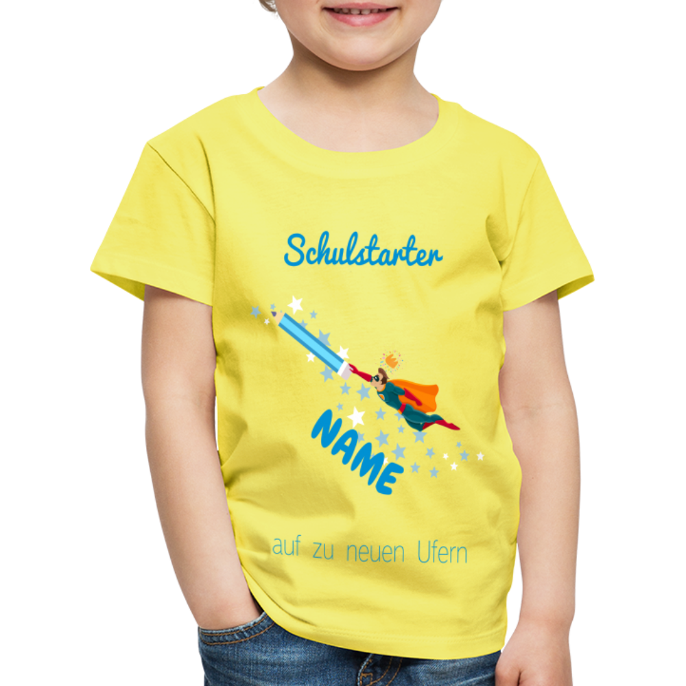 Einschulung Schulstart - T-Shirt, mit Name - Gelb