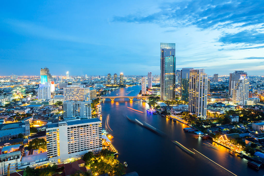 Fototapete Skyline Bangkok in der Abenddämmerung