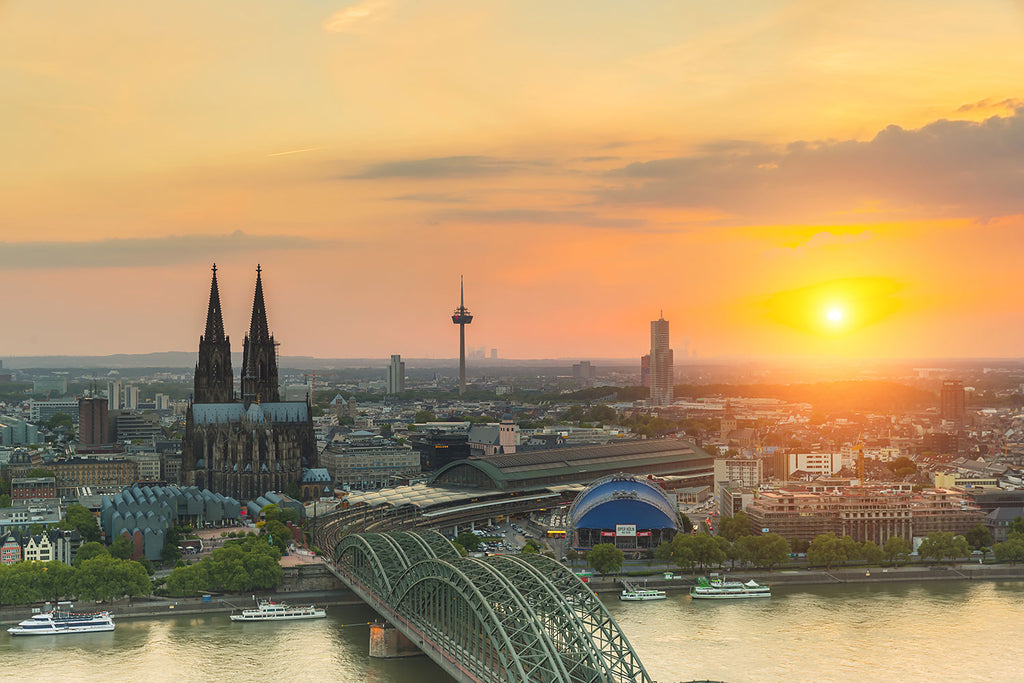 Fototapete Skyline Köln bei Sonnenuntergang