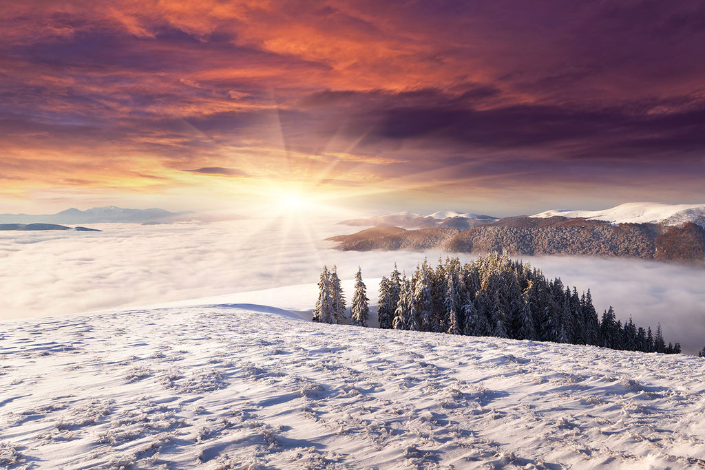 Fototapete Sonnenaufgang Winterlandschaft