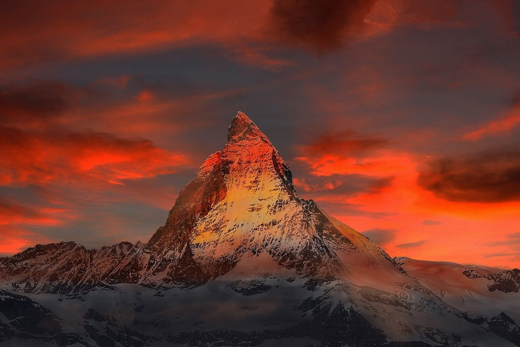 Fototapete Berge der Schweiz bei Sonnenuntergang