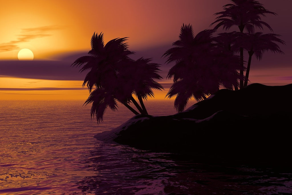 Fototapete Die einsame Insel im Sonnenuntergang