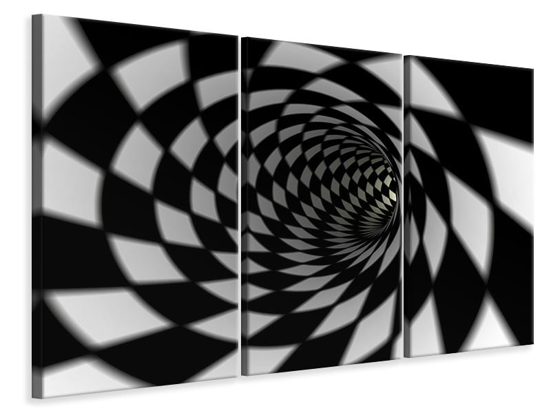 Leinwandbild 3-teilig Abstrakter Tunnel Black u0026 White