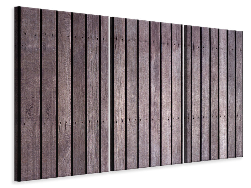 Leinwandbild 3-teilig Holzwand