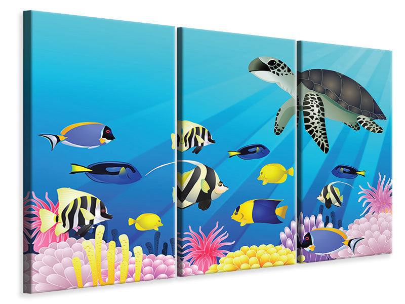Leinwandbild 3-teilig Kinder Unterwasserwelt