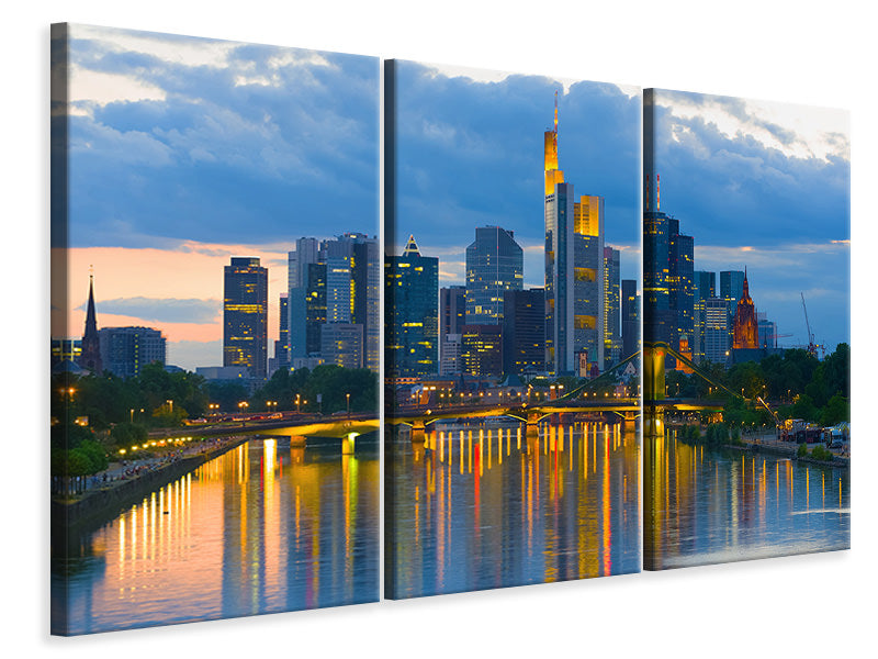 Leinwandbild 3-teilig Skyline Frankfurt am Main