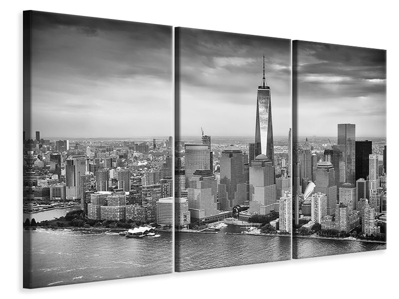 Leinwandbild 3-teilig Skyline Schwarzweissfotografie New York