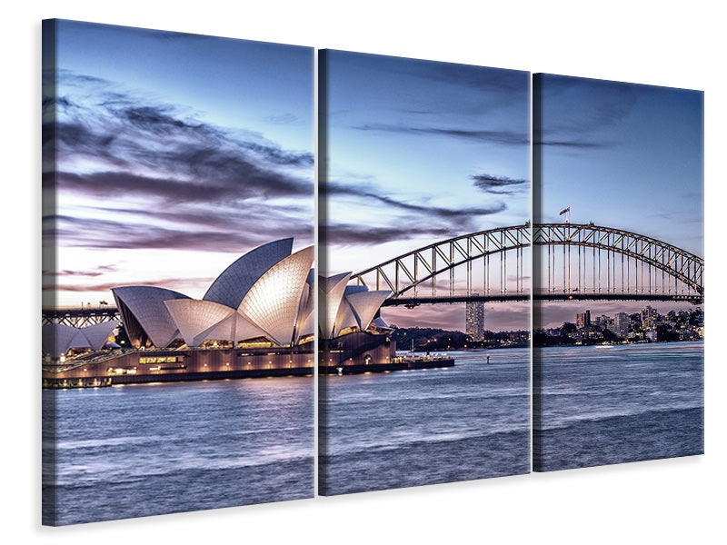 Leinwandbild 3-teilig Skyline Sydney Opera House