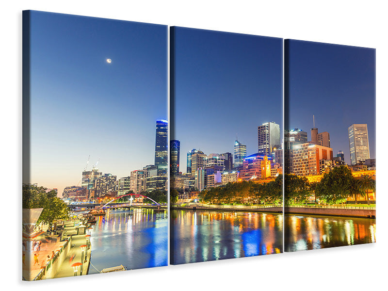 Leinwandbild 3-teilig Skyline Sydney in der Abenddämmerung