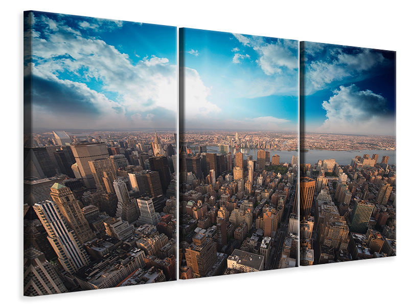 Leinwandbild 3-teilig Skyline Über den Dächern von Manhattan