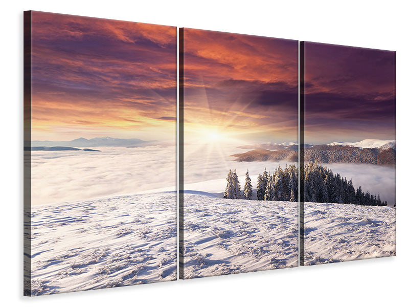 Leinwandbild 3-teilig Sonnenaufgang Winterlandschaft