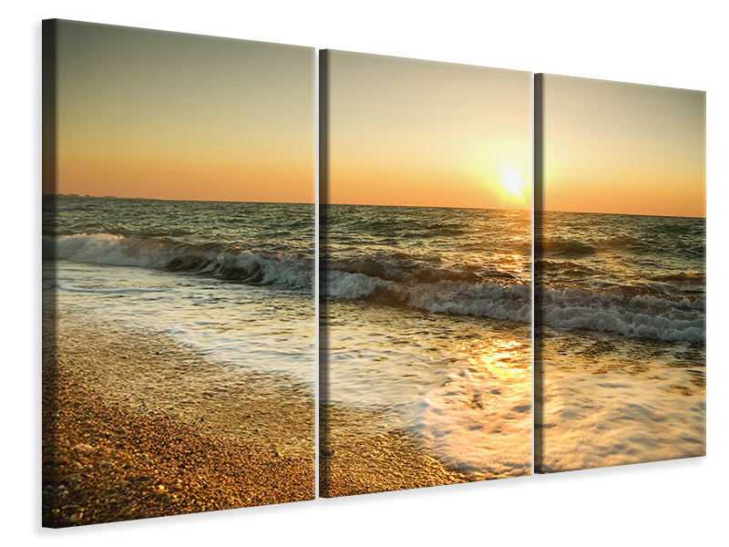 Leinwandbild 3-teilig Sonnenuntergang am Meer