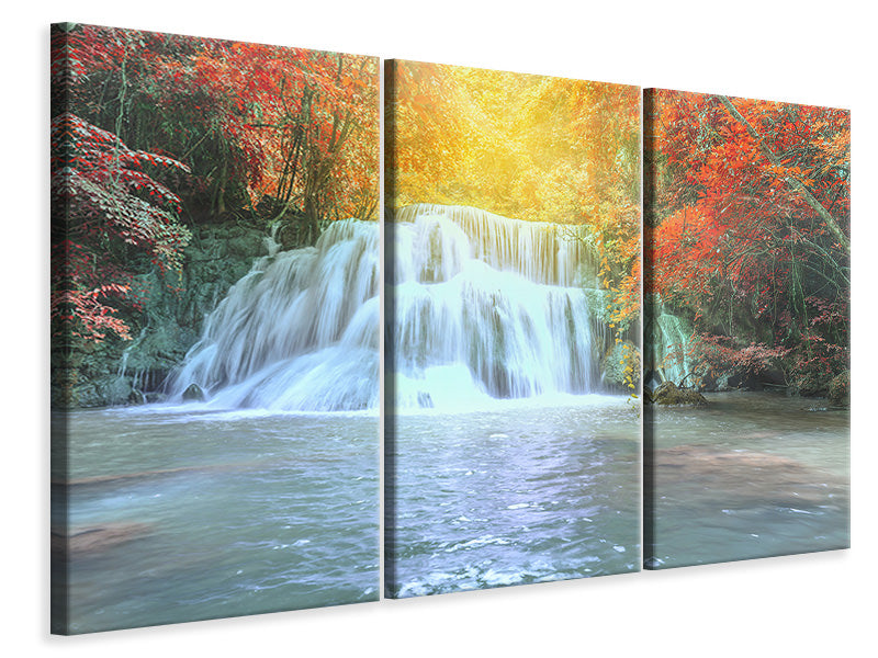 Leinwandbild 3-teilig Wasserfall im Licht