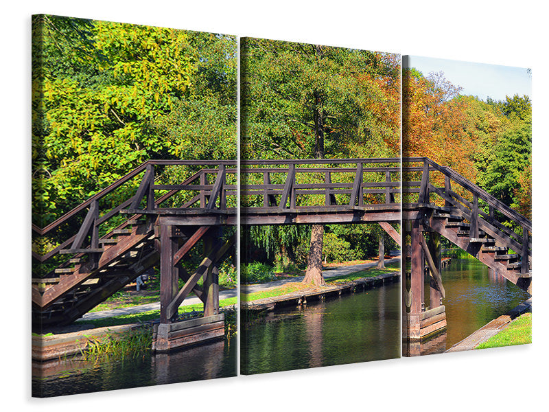 Leinwandbild 3-teilig Alte Holz Brücke