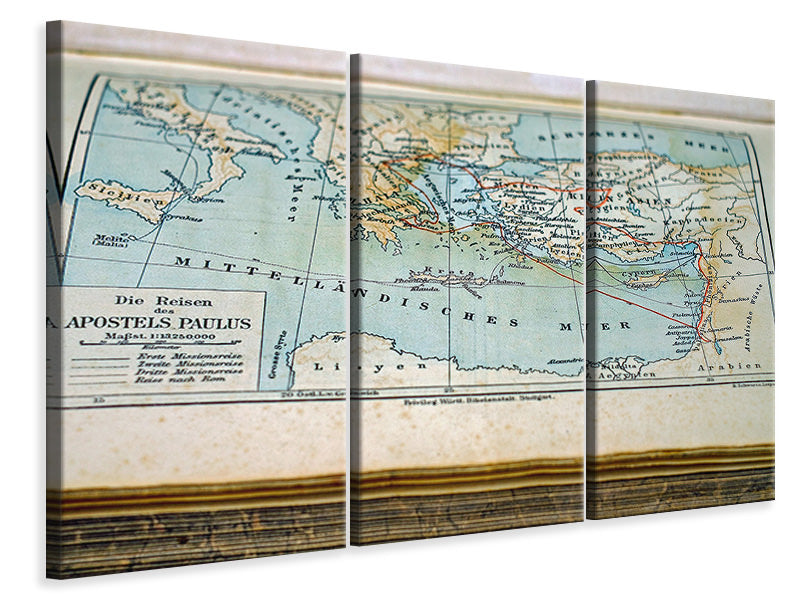 Leinwandbild 3-teilig Antike Landkarte