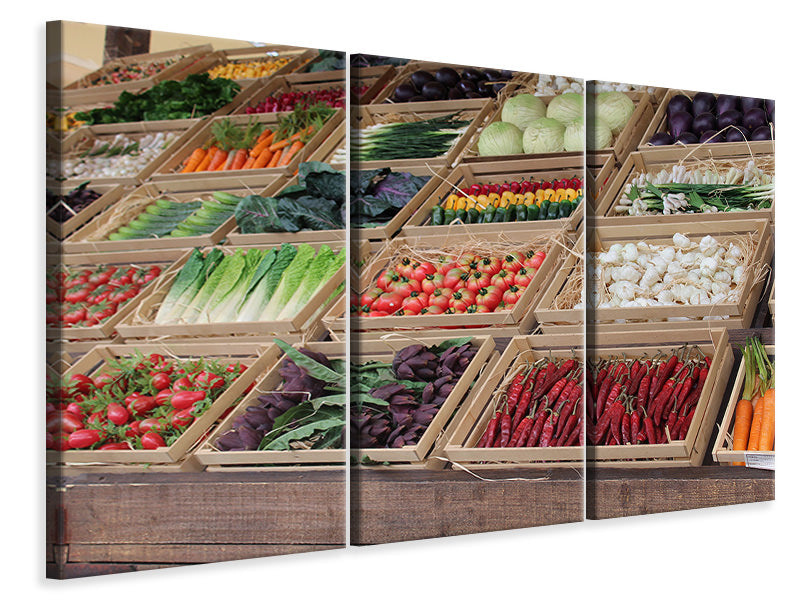 Leinwandbild 3-teilig Auf dem Gemüse Markt