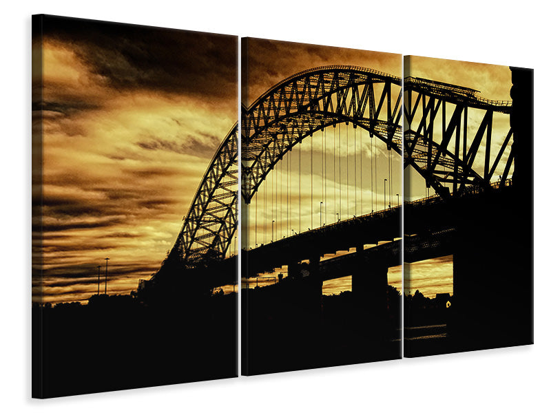 Leinwandbild 3-teilig Brücke im Abendlicht