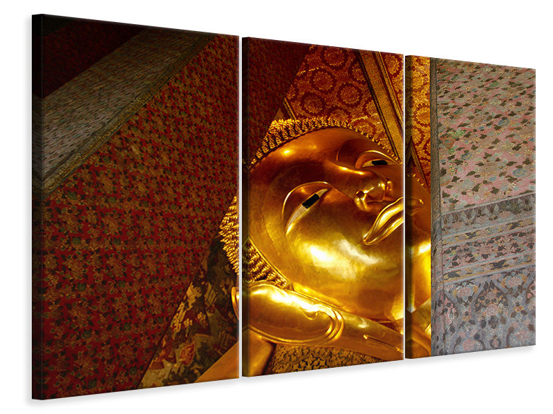 Leinwandbild 3-teilig Close up Buddha 