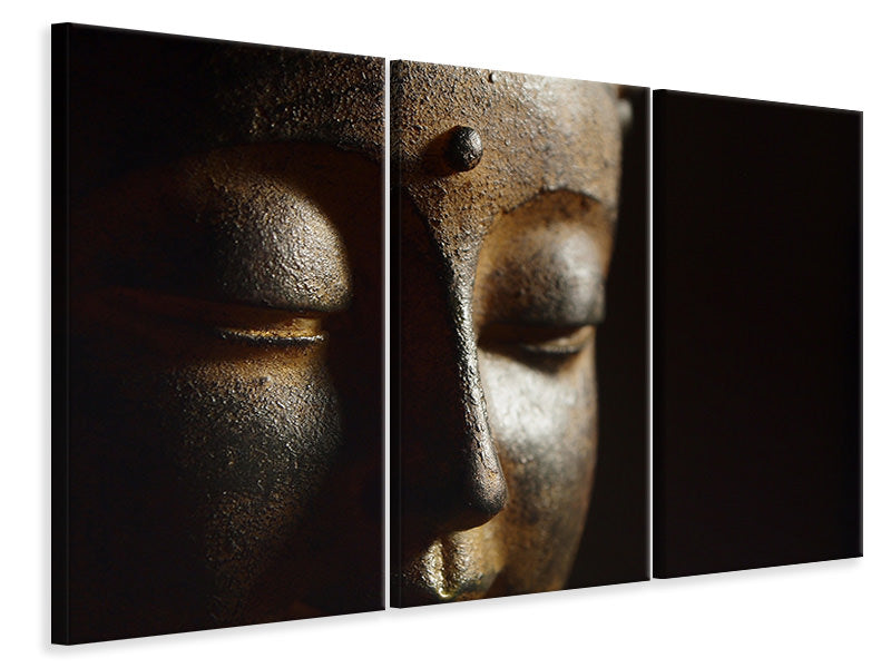 Leinwandbild 3-teilig Close up Buddha Kopf