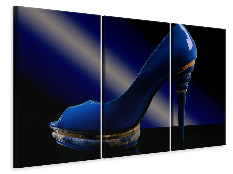 Leinwandbild 3-teilig Der blaue High Heel