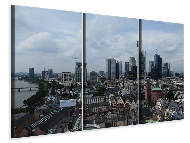 Leinwandbild 3-teilig Die Dächer von Frankfurt