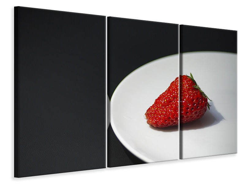 Leinwandbild 3-teilig Eine Erdbeere 