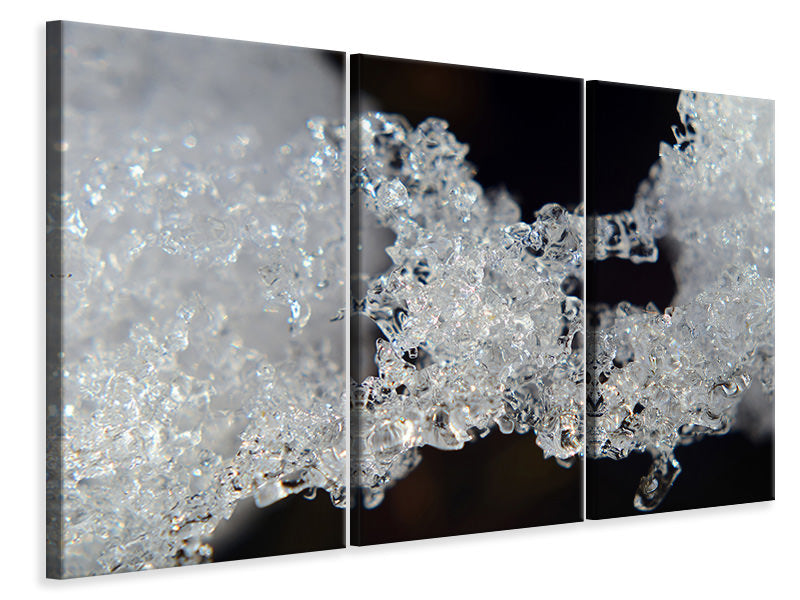 Leinwandbild 3-teilig Eiskristalle XL