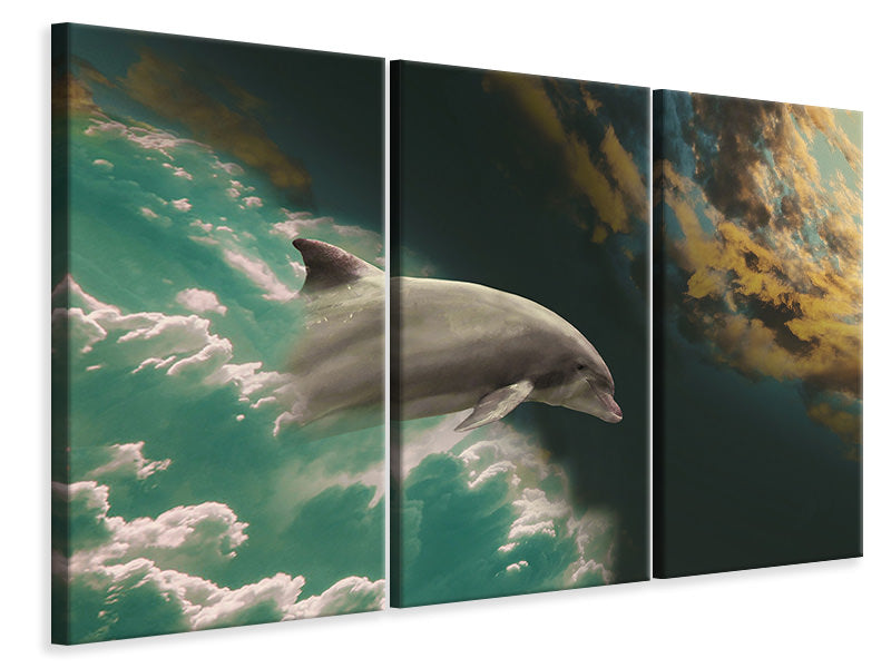 Leinwandbild 3-teilig Faszination Delfin