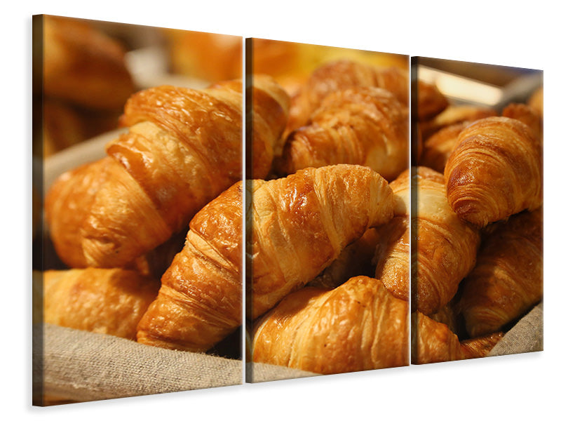 Leinwandbild 3-teilig Frische Croissants