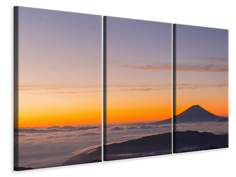 Leinwandbild 3-teilig Fujisan bei Sonnenuntergang