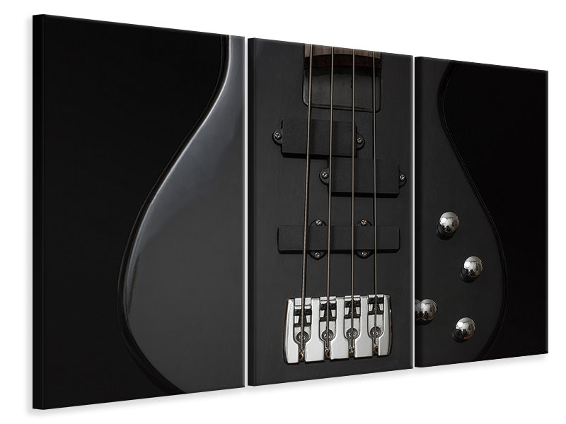 Leinwandbild 3-teilig Gitarre ganz in schwarz