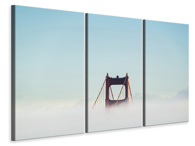 Leinwandbild 3-teilig Golden Gate im Nebel