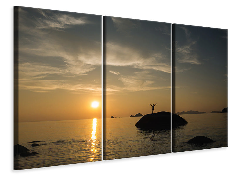 Leinwandbild 3-teilig Liebe den Sonnenuntergang am Meer