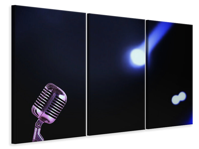 Leinwandbild 3-teilig Mikrofon in Licht