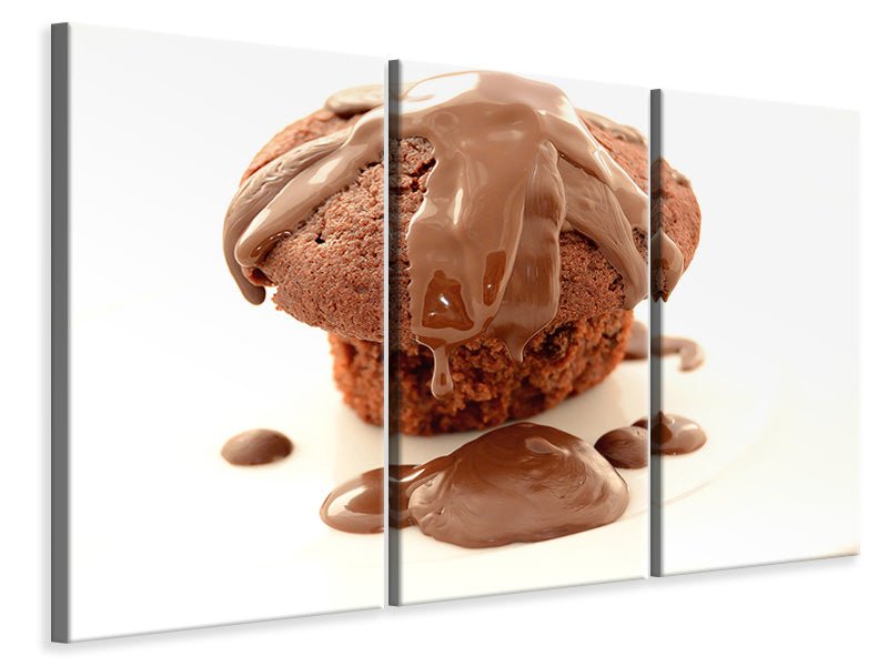 Leinwandbild 3-teilig Muffin mit Schokolade