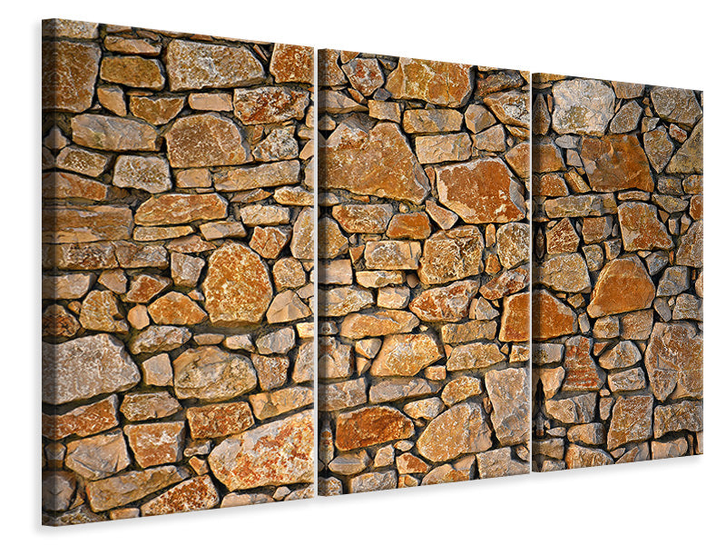 Leinwandbild 3-teilig Natur Steinmauer