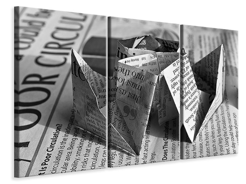 Leinwandbild 3-teilig Origami Zeitung
